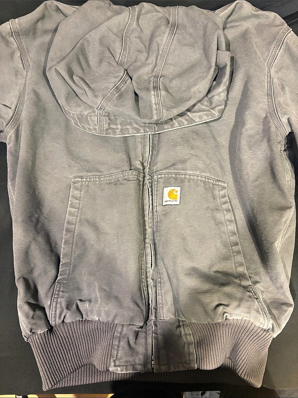 Carhartt J130-Medium Gray Hooded Bomber Jacket Size Medium